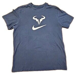 Nike Court Dri-FIT Rafa Bull Logo Size Medium Tennis Shirt Obsidian